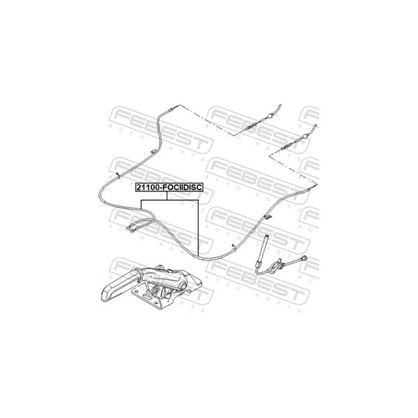 Vajer, parkeringsbroms, Bak Febest 21100-FOCIIDISC FEBEST
