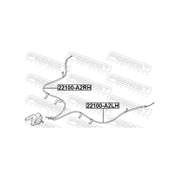 Vajer, parkeringsbroms, Höger bak Febest 22100-A2RH FEBEST