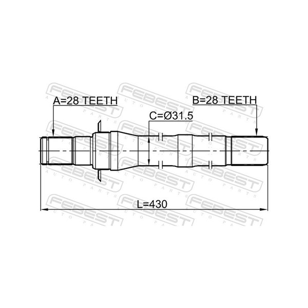 Drivaxel, framaxel höger Febest 2212-SPSL FEBEST Drivaxel, framaxel höger Febest 2212-SPSL FEBEST