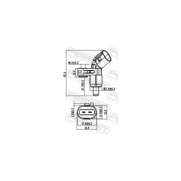 ABS-givare, Sensor, hjulvarvtal, framaxel höger Febest 23606-003 FEBEST