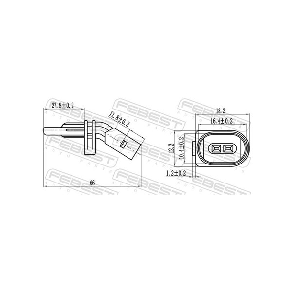 ABS-givare, Sensor, hjulvarvtal, framaxel vänster Febest 23606-00 FEBEST