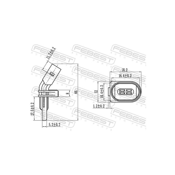 ABS-givare, Sensor, hjulvarvtal, framaxel höger Febest 23606-005 FEBEST