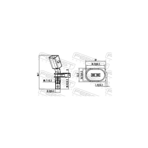 ABS-givare, Sensor, hjulvarvtal, framaxel vänster Febest 23606-00 FEBEST