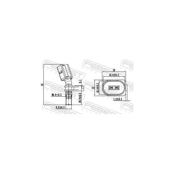 ABS-givare, Sensor, hjulvarvtal, framaxel höger Febest 23606-007 FEBEST