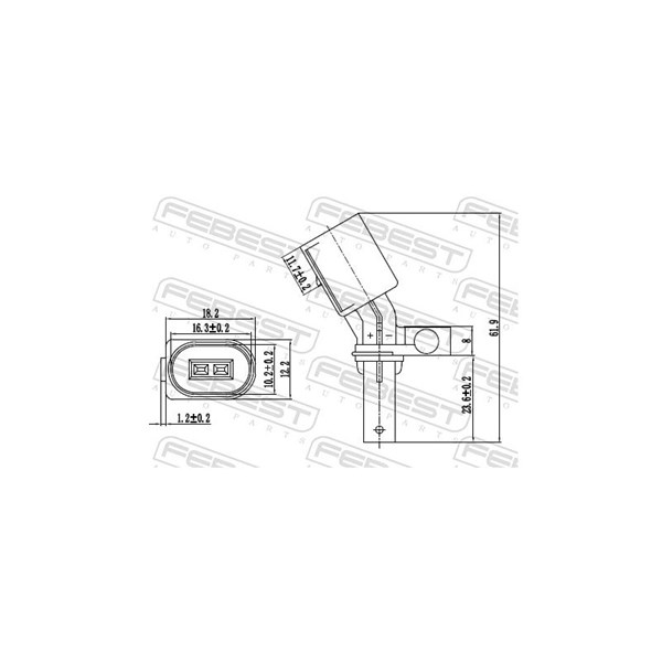 ABS-givare, Sensor, hjulvarvtal, Bakaxel vänster Febest 23606-008 FEBEST