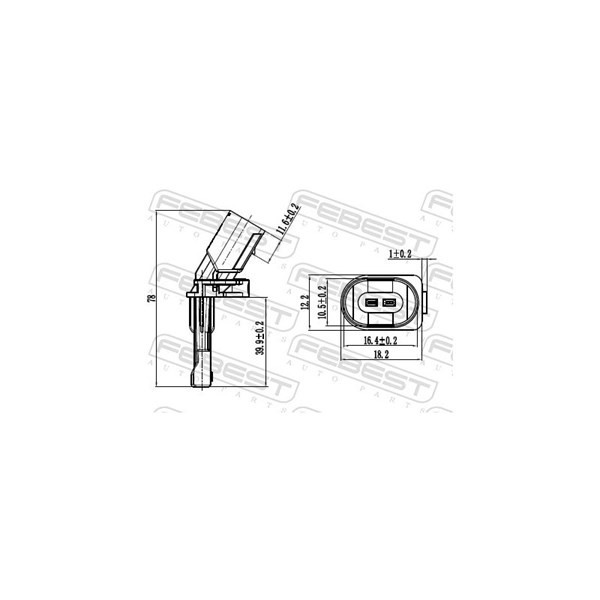 ABS-givare, Sensor, hjulvarvtal, Bakaxel vänster Febest 23606-011 FEBEST