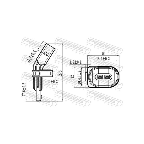 ABS-givare, Sensor, hjulvarvtal, framaxel vänster Febest 23606-01 FEBEST