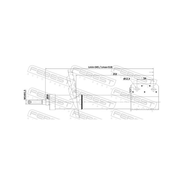 Stötdämpare Gastryck, Framaxel Febest 24110-004F FEBEST