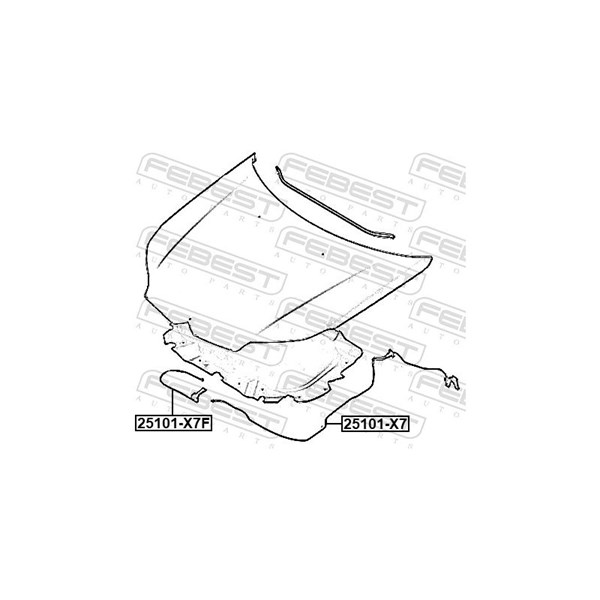 Vajer, motorhuv Febest 25101-X7 FEBEST Vajer, motorhuv Febest 25101-X7 FEBEST