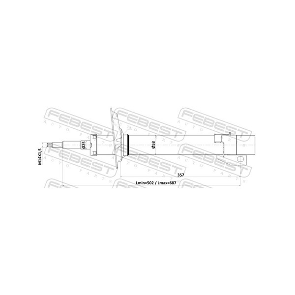 Stötdämpare Gastryck, Framaxel Febest 25110-004F FEBEST
