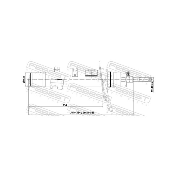 Stötdämpare Gastryck, framaxel höger Febest 25110-010FR FEBEST