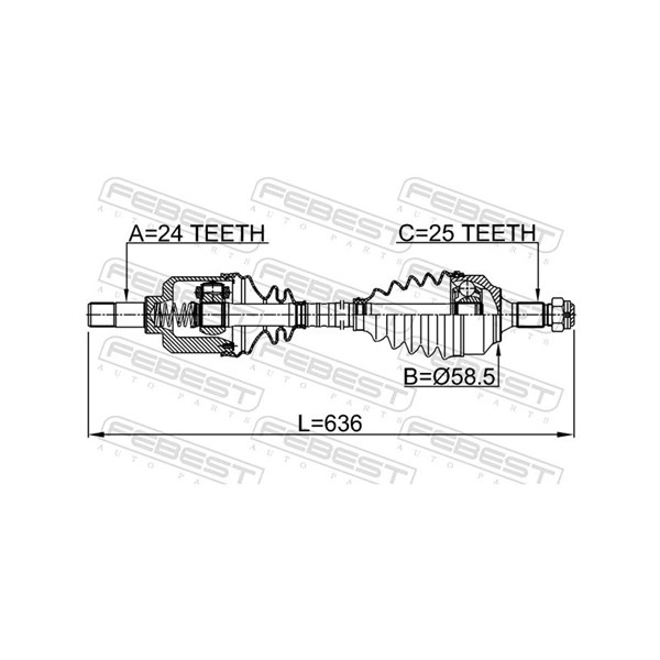 Drivaxel, framaxel vänster Febest 2514-B7MTLH FEBEST