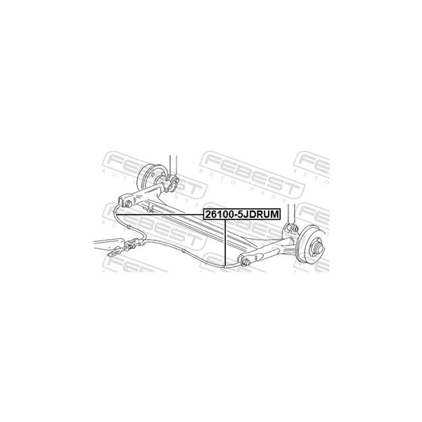 Vajer, parkeringsbroms, Bak Febest 26100-5JDRUM FEBEST