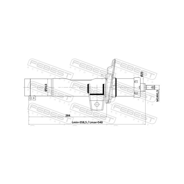 Stötdämpare Gastryck, Framaxel Febest 26110-001F FEBEST