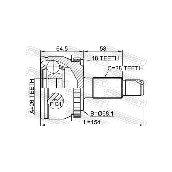 Drivknut, Framaxel, På hjulsidan Febest 3010-F7A48 FEBEST Drivknut, Framaxel, På hjulsidan Febest 3010-F7A48 FEBEST