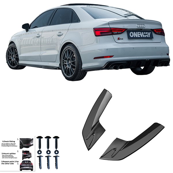 Bakre stötfångarskjol (Hörn) Audi S3 8V Sedan 13-16 Oneway OW RS1 OneWay