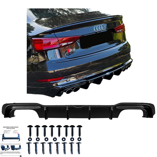 Bakre stötfångarkjol (Diffusor) Audi S3 Sedan 8V FL 16-20 OneWay Bakre stötfångarkjol (Diffusor) Audi S3 Sedan 8V FL 16-20 OneWay