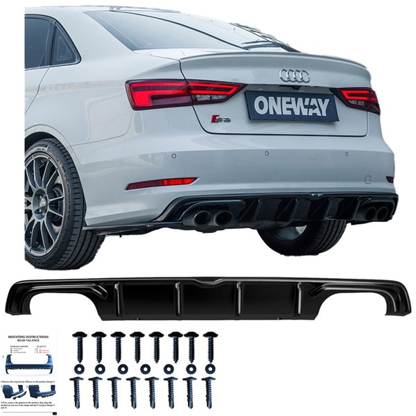Bakre stötfångarkjol (Diffusor) Audi S3 Sedan 8V 2013-2016 OneWay Bakre stötfångarkjol (Diffusor) Audi S3 Sedan 8V 2013-2016 OneWay