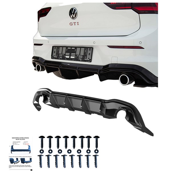 Bakre stötfångarkjol (Diffusor) VW Golf VIII HB GTI 2020- OneWay