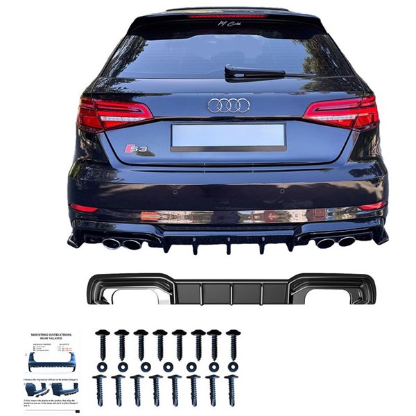 Bakre stötfångarkjol (Diffusor) Audi S3 SB 8V FL 2016-2020 OneWay