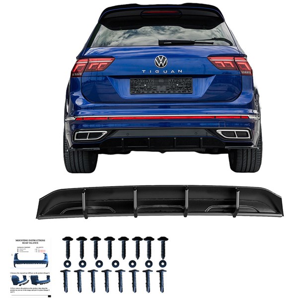 Bakre stötfångarkjol (Diffusor) VW Tiguan II RLine FL 20-24 OneWay