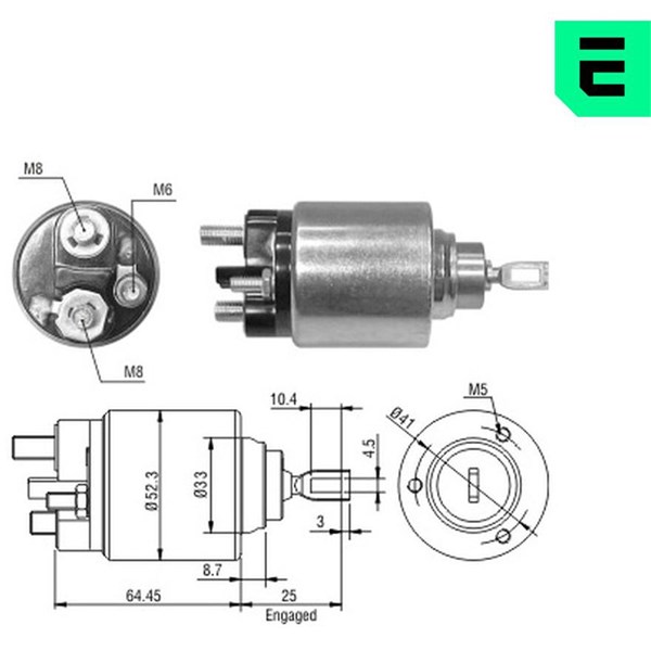 Magnetswitch, startmotor 12V