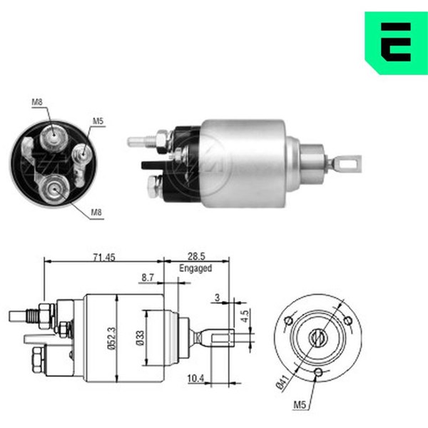 Magnetswitch, startmotor 12V