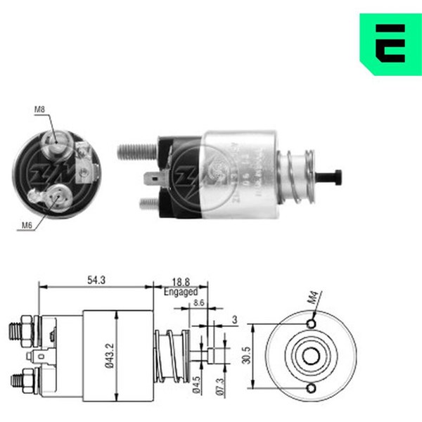 Magnetswitch, startmotor 12V