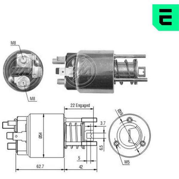 Magnetswitch, startmotor 12V