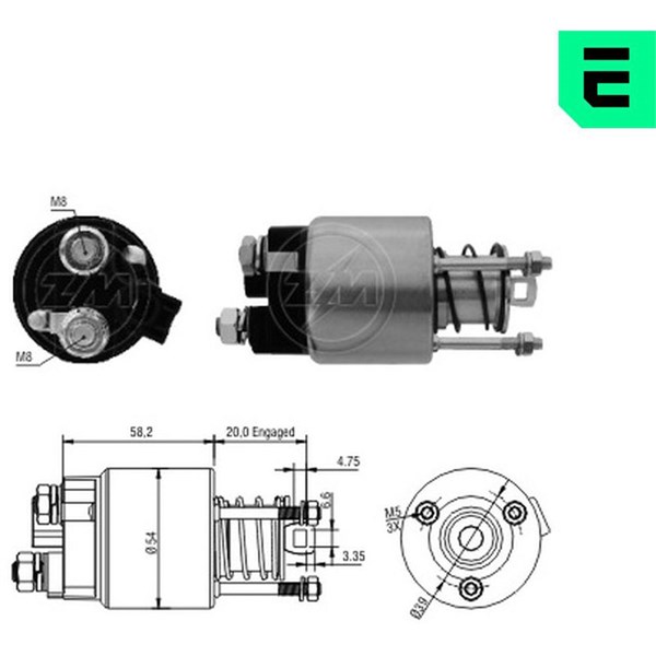 Magnetswitch, startmotor 12V