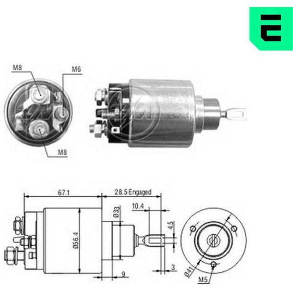 Magnetswitch, startmotor 12V