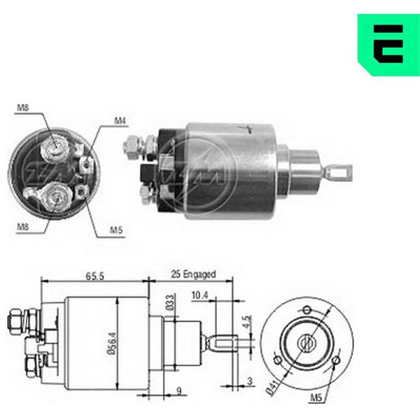 Magnetswitch, startmotor 12V