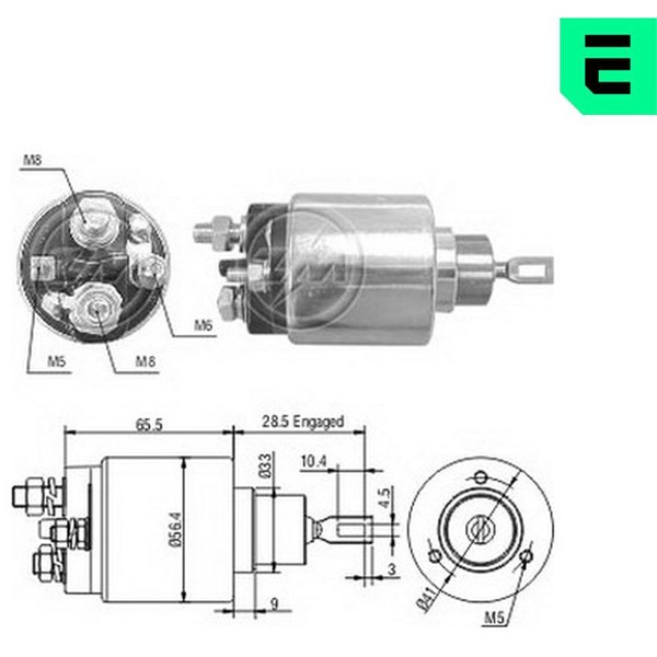 Magnetswitch, startmotor 12V