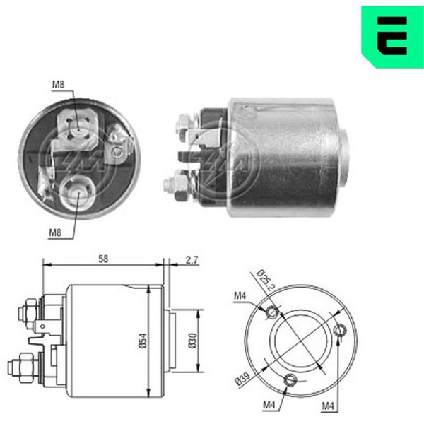 Magnetswitch, startmotor 12V