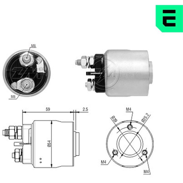 Magnetswitch, startmotor 12V