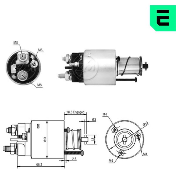 Magnetswitch, startmotor 12V