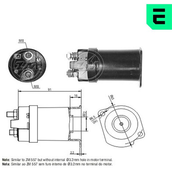 Magnetswitch, startmotor 12V