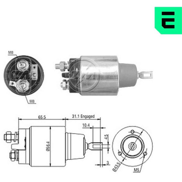 Magnetswitch, startmotor 12V
