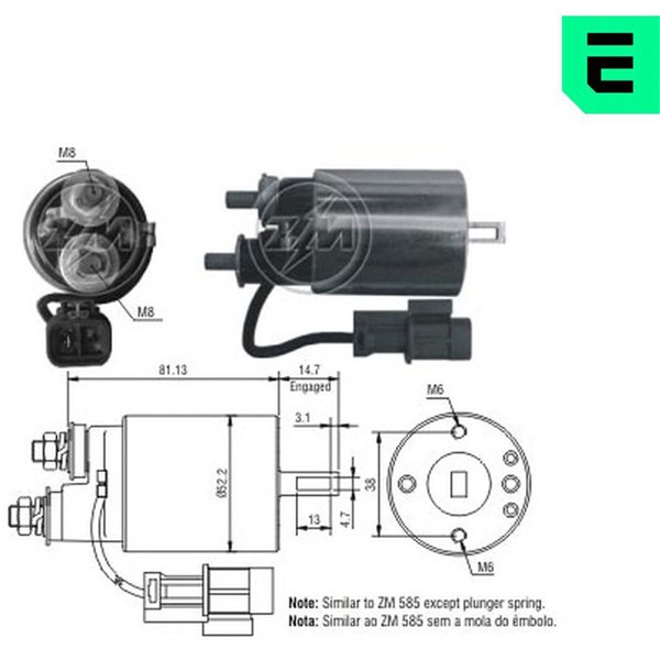 Magnetswitch, startmotor 12V