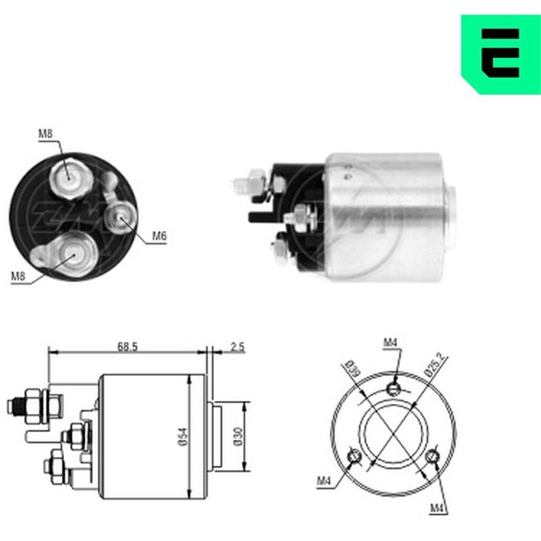 Magnetswitch, startmotor 12V