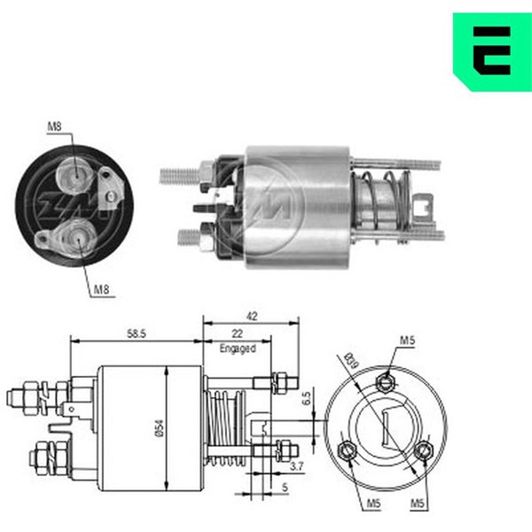 Magnetswitch, startmotor 12V