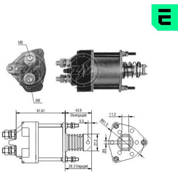 Magnetswitch, startmotor 12V