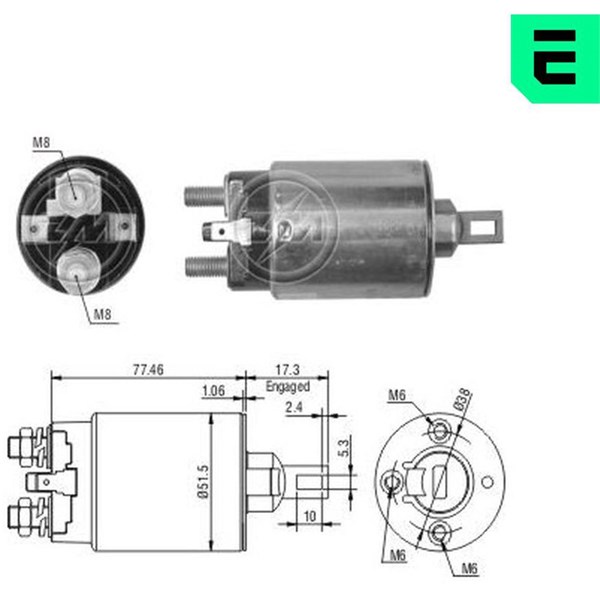 Magnetswitch, startmotor 12V