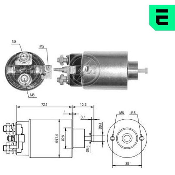 Magnetswitch, startmotor 12V