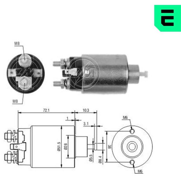 Magnetswitch, startmotor 12V