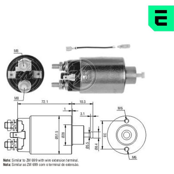 Magnetswitch, startmotor 12V