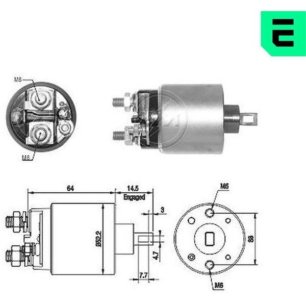 Magnetswitch, startmotor 12V