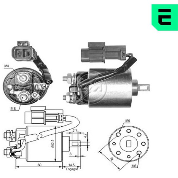 Magnetswitch, startmotor 12V