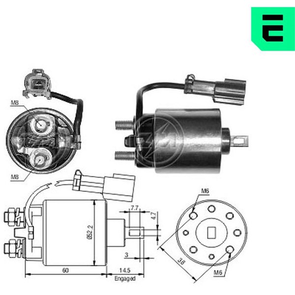 Magnetswitch, startmotor 12V