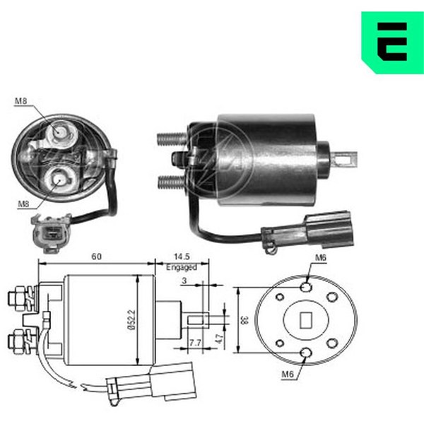Magnetswitch, startmotor 12V